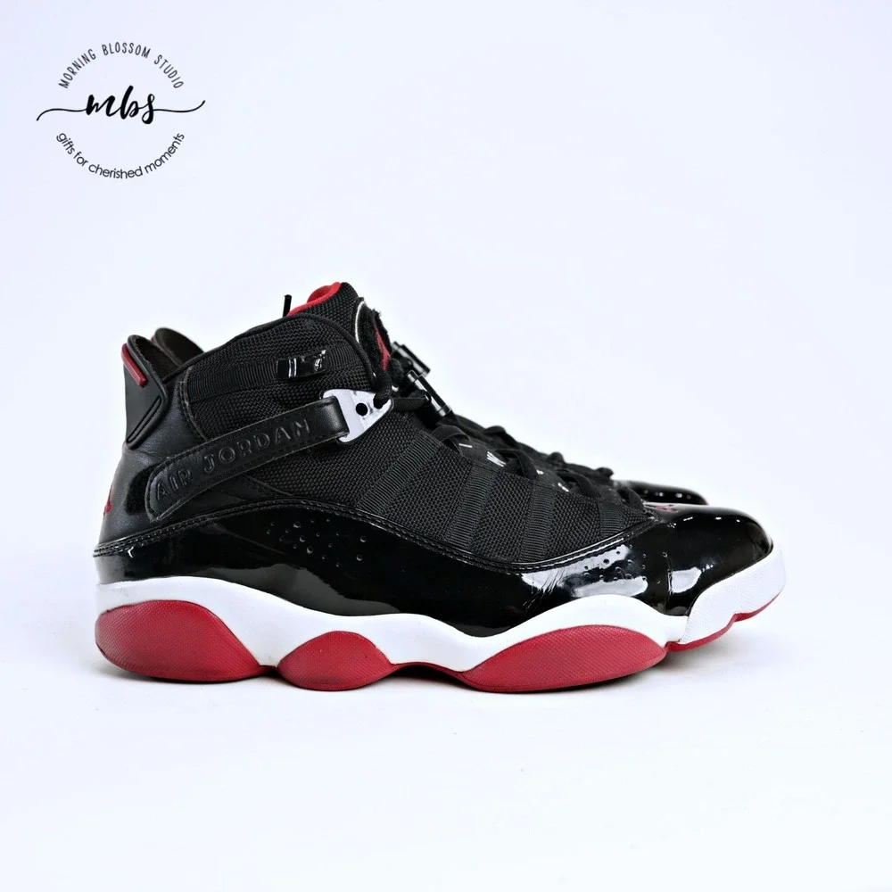 Nike Air Jordan 6 Rings Bred Hybrid Basketball Sneakers Black Red White Men 9